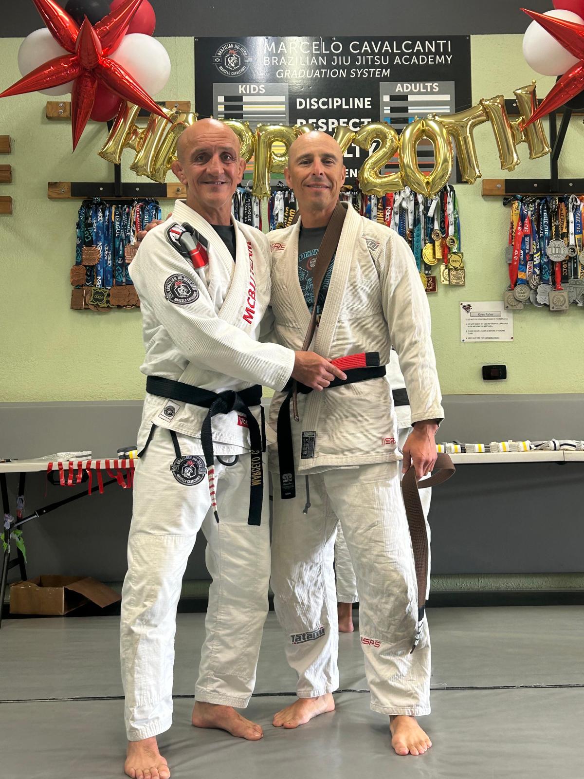 Marcelo Cavalcanti awarding brown belt at MCBJJ graduation
