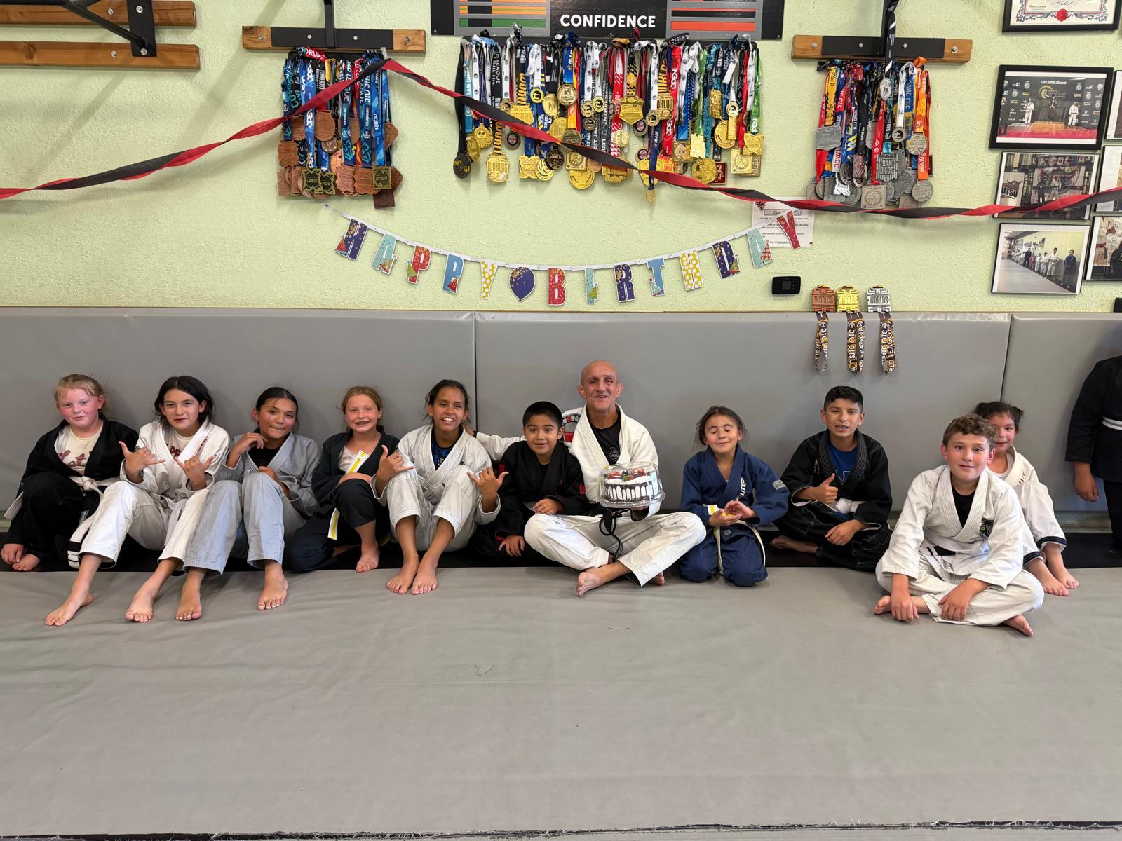 MCBJJ kids birthday celebration on the mat
