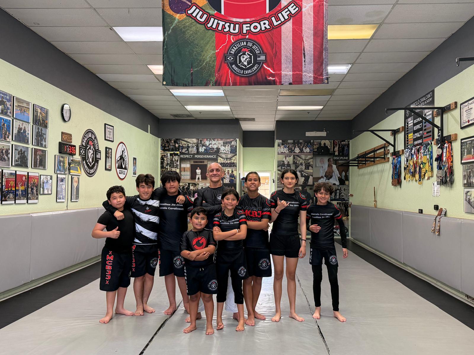 MCBJJ kids No-Gi team inside academy Carson CA