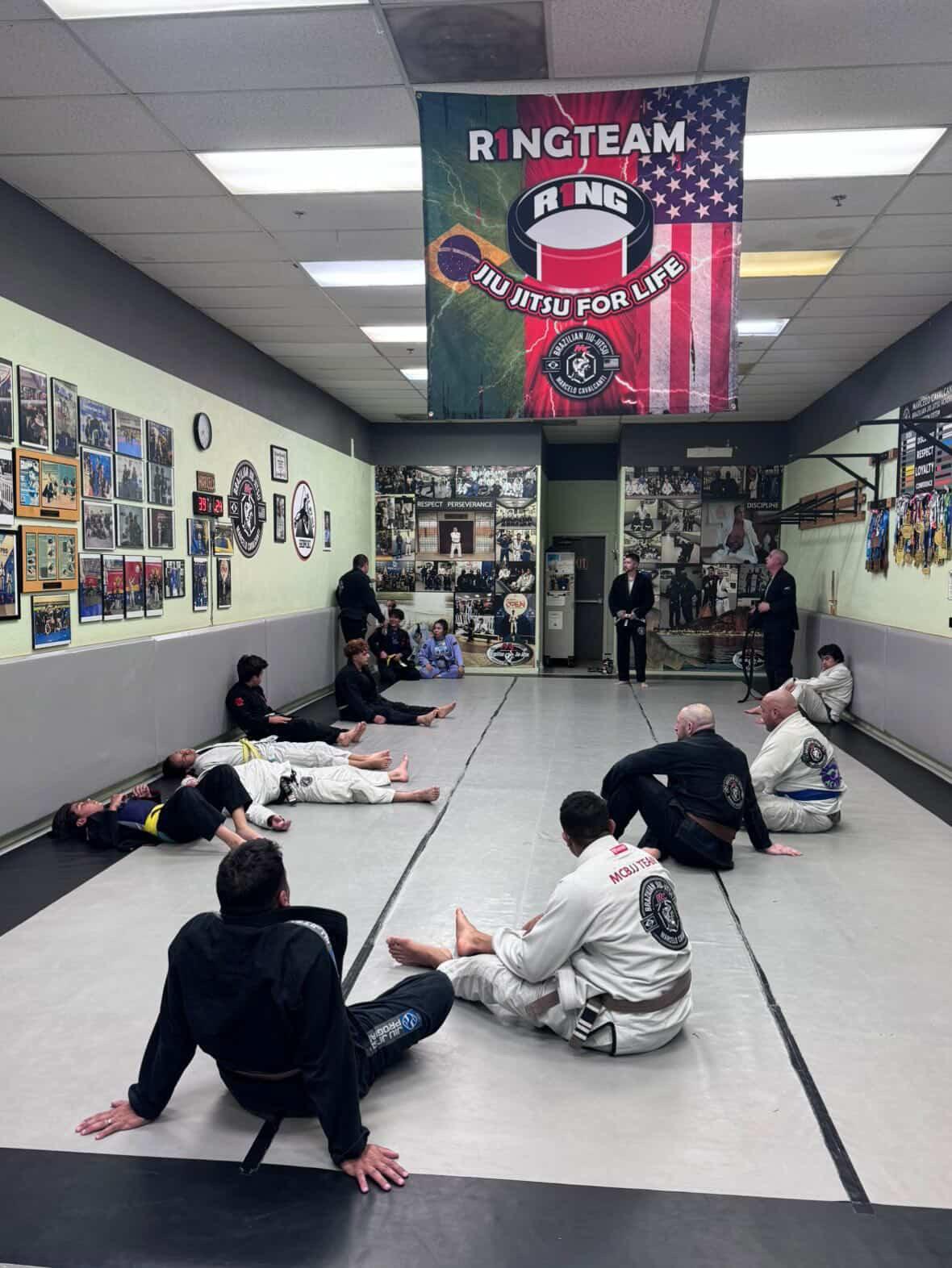 Inside MCBJJ academy training floor Carson California